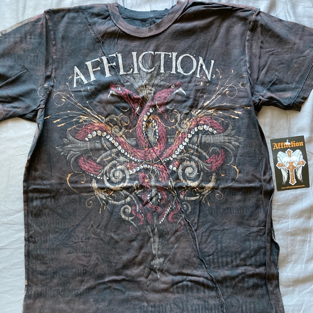 Affliction Venom Black Large T-Shirt NWT